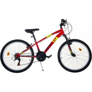 Bicicleta copii 9-12 ani, 24 inch, Mtb Barbati Ring Rosu, Dino Bikes DB424US06RE