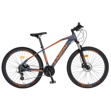 Bicicleta MTB-HT Carpat C2759AH, Schimbator Shimano, 24 Viteze, Cadru Aluminiu, Roti 27.5inch, Frane Hidraulice (Negru/Portocaliu)