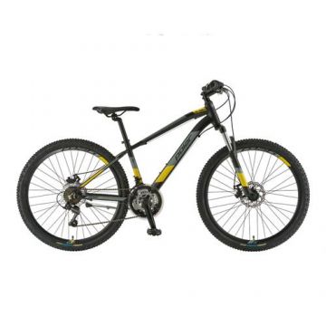 Bicicleta Mtb Polar Alaska, Roti 26inch, Frane mecanice pe disc, 21 viteze (Negru/Galben)