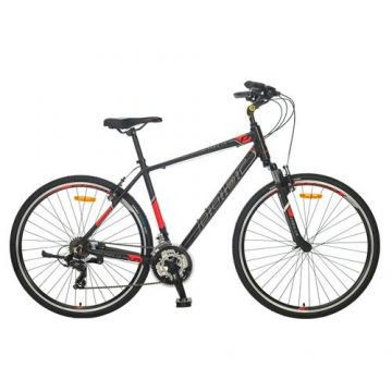 Bicicleta Trekking Polar Helix, L, Roti 28inch, Frane V-Brake, 21 viteze (Negru/Rosu)