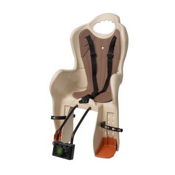 Scaun transport copii pe biciclete, Elibas T, prindere pe cadru, culoare bej