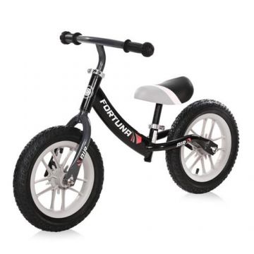Bicicleta de echilibru Lorelli, Fortuna Air, 2-5 Ani, 12 inch, anvelope cu camera, jante cu leduri, Grey & Black