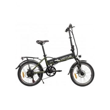 Bicicleta electrica Motus MOTECO001, 20 inch, 25km/h, 65 km (Negru/Verde)
