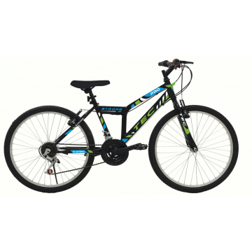 Bicicleta MTB Tec Strong, culoare negru/verde, roata 24