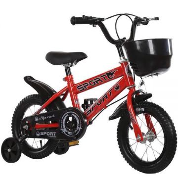 Bicicleta pentru copii cu roti ajutatoare si frane, 14 inch, Rosu
