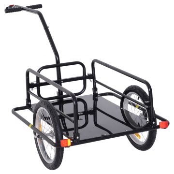 HOMCOM Carucior Remorca pentru Bicicleta Negru 156x72x82cm