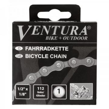 Lant transimisie bicicleta Venture 1/2” X 1/8” X 112L, 1 viteza, argintiu