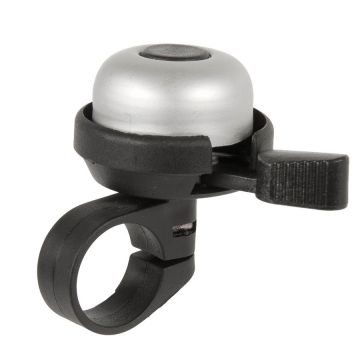 Sonerie Ding-dong Silver, baza din plastic negru și corp din aluminiu.