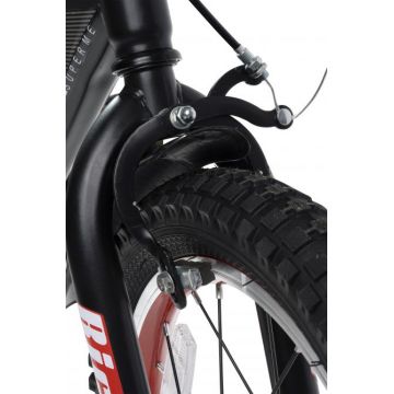 Bicicleta baieti Rich Baby R16WTB 16 inch frane C-Brake roti ajutatoare cadru negru cu design rosu
