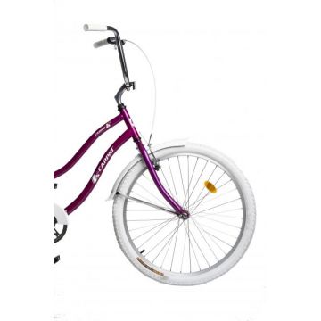 Bicicleta CITY Carpat Liberta C2694A 26 inch cadru mov cu design alb