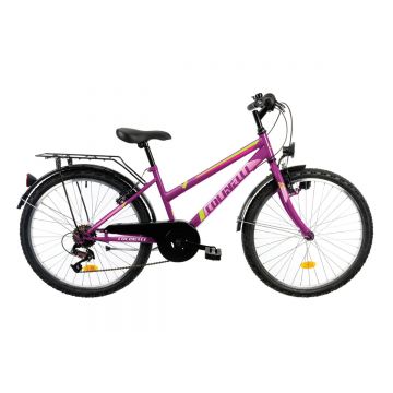 Bicicleta Copii Colinelli COL14, Marimea 350 mm, 24 inch, Violet, Schimbator TSM10R, 6 Viteze, Cadru Otel, Frane V - Brake