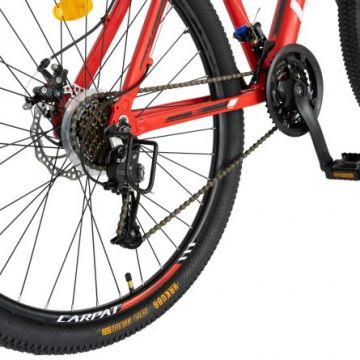 Bicicleta de munte manete schimbator Shimano Tourney Revoshift SLR-35 21 viteze 29 inch Carpat C2970A culoare rosunegrualb