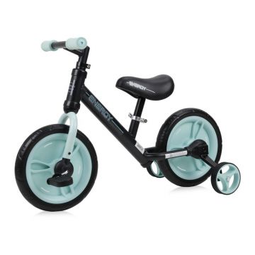 Bicicleta fara pedale pentru baieti 11 inch Lorelli Energy 2020 negru verde cu roti ajutatoare