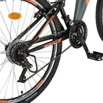 Bicicleta MTB-FS 26 inch RICH R2649A cadru gri cu design portocaliu