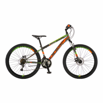 Bicicleta Mtb Polar Sonic Fs Disc - 26 Inch, Gri-Verde-Portocaliu