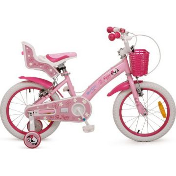 Bicicleta pentru fete 16 inch Byox Puppy roz cu roti ajutatoare