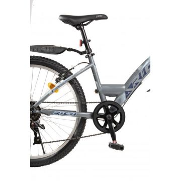 Bicicleta Trekking Saiguan Revoshift 6 viteze 24 inch frane V-Brake RICH CSR2430A cadru gri cu design albastru
