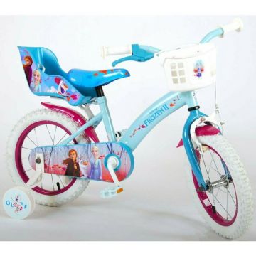 EandL Cycles - Bicicleta cu pedale , Disney Frozen, 14 , Cu roti ajutatoare, Multicolor