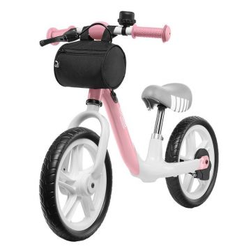 Bicicleta fara pedale, Lionelo, Arie, Usoara, Cu claxon, Saculet pentru depozitare, Cu ghidon si sa reglabile, Greutate 3.7 Kg, Roti din spuma Eva, 12 inch, Conform cu standardul european de securitate EN71, Bubblegum