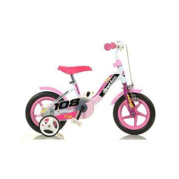 Bicicleta 10'' cu maner pentru parinti 108 Roz - Dino Bikes