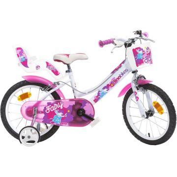 Bicicleta copii Dino Bikes 16 inch Fairy alb si roz