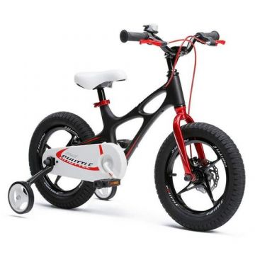 Bicicleta Copii RoyalBaby Space Shuttle, roti 16inch, roti ajutatoare, frana pe disc (Negru)