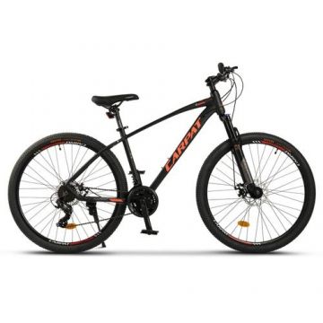 Bicicleta MTB Carpat Invictus C2757C 27.5inch, Transmisie Shimano Tourney 7x3, Cadru Aluminiu, Roti 27.5 Inch, Frane Shimano mecanice pe Disc, Furca cu blocator, Negru/Portocaliu