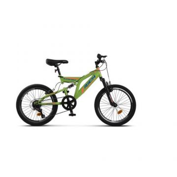 Bicicleta MTB-FS RICH Alpin R2049A Saiguan Revoshift 6 Viteze, Roti 20 Inch, Frane V-Brake, Verde/Albastru/Portocaliu