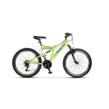 Bicicleta MTB-FS RICH Alpin R2449A Saiguan Revoshift 7 Viteze, Roti 24 Inch, Frane V-Brake, Verde/Albastru/Portocaliu