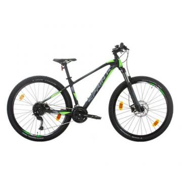 Bicicleta MTB Sprint Apolon 27.5, 400 mm, 2022, Negru Mat/Verde Neon