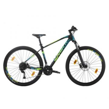 Bicicleta MTB Sprint Apolon 29inch, 520 mm, 2022 Negru Mat/Cyan/Verde Neon
