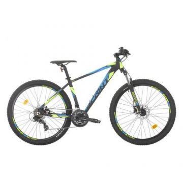 Bicicleta MTB Sprint Maverick 27.5, 400mm, 2022, Negru Mat/Albastru/Verde Neon