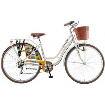 Bicicleta Oras Polar Grazia 6s, roti 28inch, cadru L, Alb-Bej