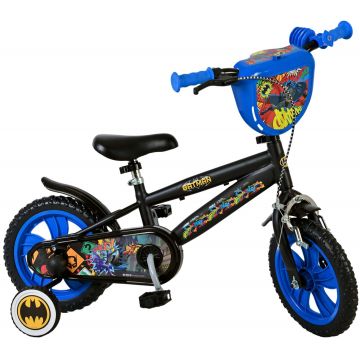Bicicleta pentru baieti Disney Batman, 12 inch, culoare negru / albastru, frana de mana fata si contra