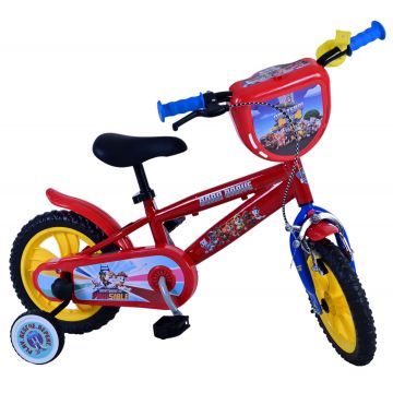 Bicicleta pentru baieti Disney Batman, 12 inch, culoare rosu / galben, frana de mana fata si contra