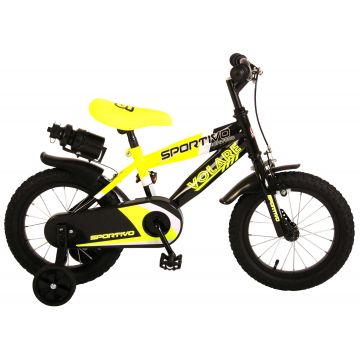 Bicicleta pentru baieti Volare Sportivo, 14 inch, culoare Negru/Galben neon, frana de mana + contra