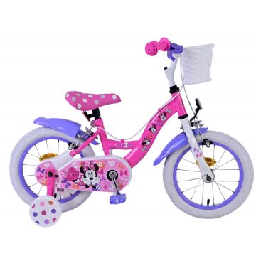 Bicicleta pentru fete Disney Minnie, 14 inch, culoare roz, frana de mana fata si spate
