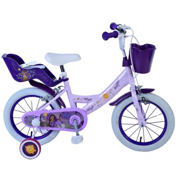 Bicicleta pentru fete Disney Wish, 14 inch, culoare violet/alb, frana de mana fata si spate