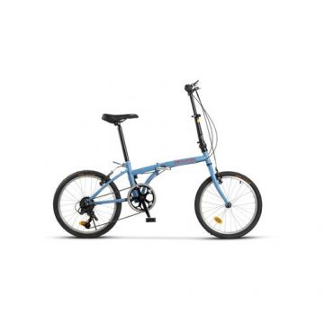 Bicicleta Pliabila Velors V2052A, Schimbator Saiguan 7 viteze, Roti 20 inch, Frane V-Brake, Albastru/Rosu