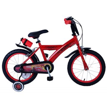 Biciclete baieti Disney Cars, 16 inch, culoare rosu, frana de mana fata si spate