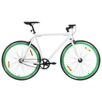 vidaXL Bicicletă cu angrenaj fix, alb și verde, 700c, 55 cm