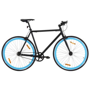 vidaXL Bicicletă cu angrenaj fix, negru și albastru, 700c, 55 cm