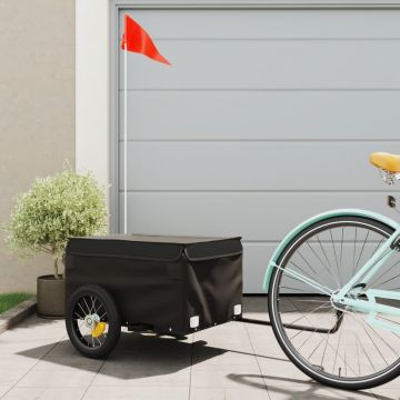 vidaXL Remorcă pentru biciclete, negru, 30 kg, fier