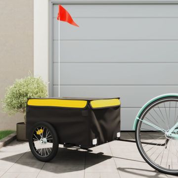 vidaXL Remorcă pentru biciclete, negru și galben, 45 kg, fier