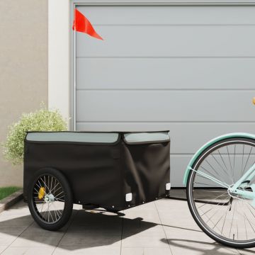 vidaXL Remorcă pentru biciclete, negru și gri, 45 kg, fier