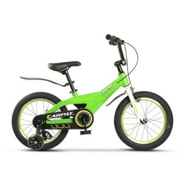 Bicicleta Copii 4-6 ani Carpat PRO C16119C roti 16inch, Cadru Aluminiu, Frana spate tambur, frana fata V-Brake, Aparatoare lant, Aparatori noroi fata/spate (Verde)