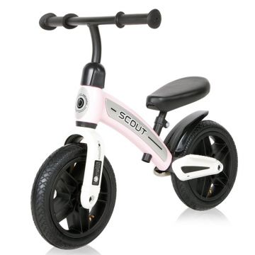 Bicicleta de echilibru fara pedale pentru fete roti cauciuc 10 inch Lorelli Scout Air Roz