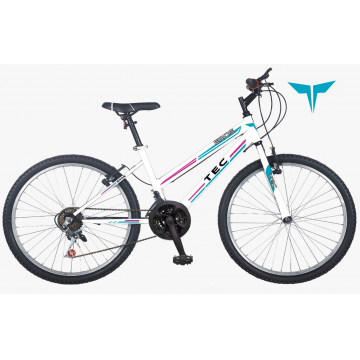 Bicicleta MTB copii TEC Eros, culoare alb/albastru/roz, roata 24