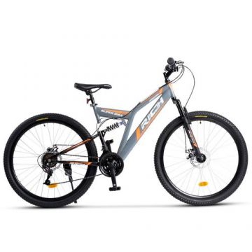 Bicicleta MTB-FS RICH R2750D Saiguan Revoshift, 18 Viteze, Roti 27.5 Inch, Frane pe Disc (Portocaliu/Alb)