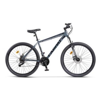Bicicleta MTB-HT Carpat SPARTAN C2958B, Schimbator Index HE-M50, 7 viteze, Roti 29 Inch, Cadru Aluminiu, Frane pe Disc (Gri/Negru)